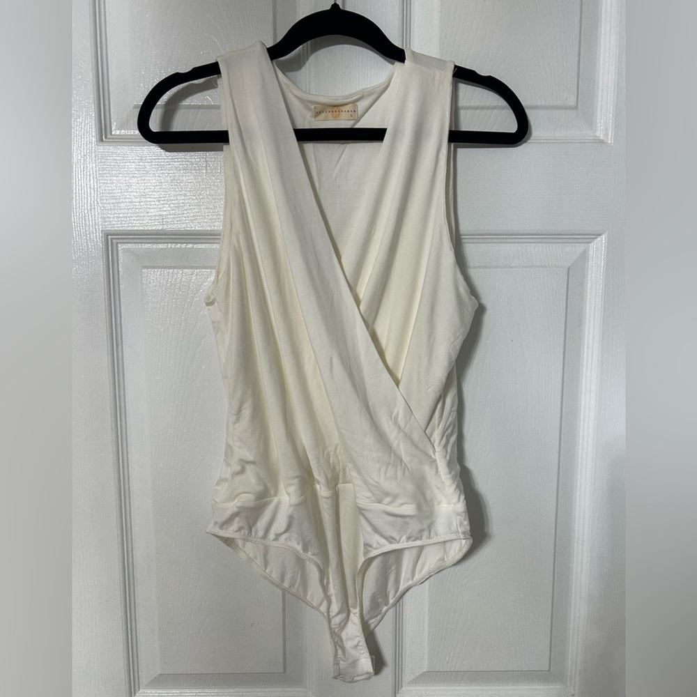 Brand New Gabby Draped V-Neck Sleeveless Bodysuit